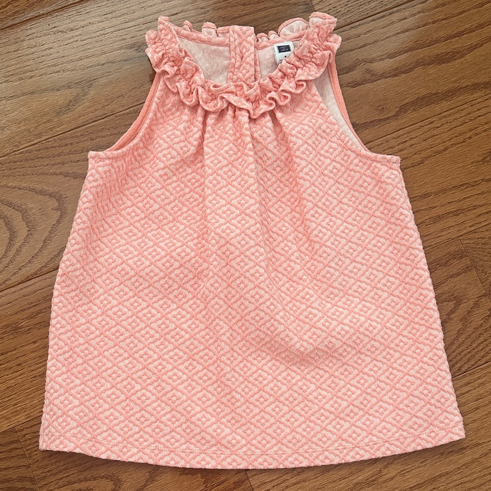 NWOT Janie & Jack Ruffled Neck Textured Sleeveless Top Pink - 6